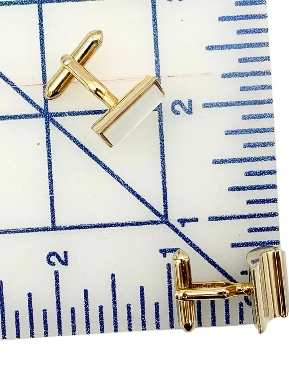 Swank Signed MCM Gold Plated Sculptural Wave Glass Cufflinks